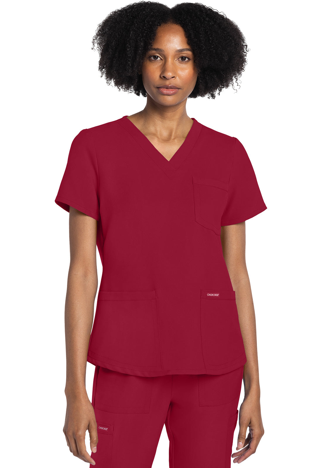 Women's V-Neck Top - Red